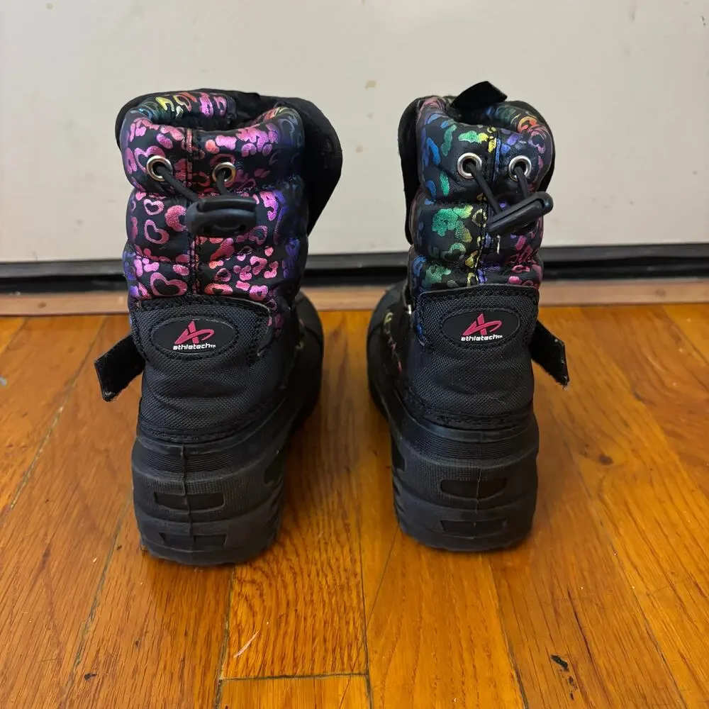Athletech Girls Rainbow Leopard Cheetah Print Winter Snow Boots Size 10 M